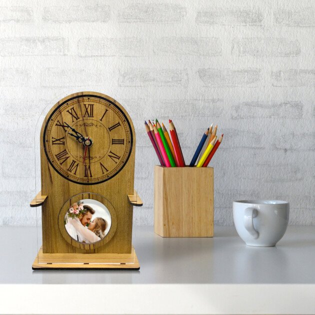Table Clock Teak Wood