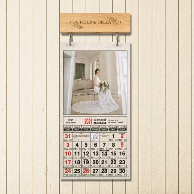 Wood Top Wall Calendar-6 Sheets