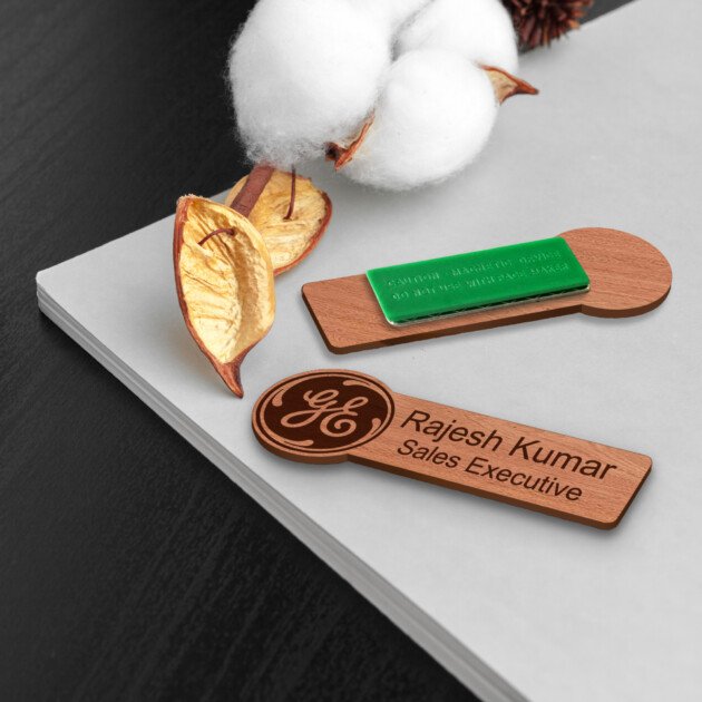 Name Badge Wood Engraved