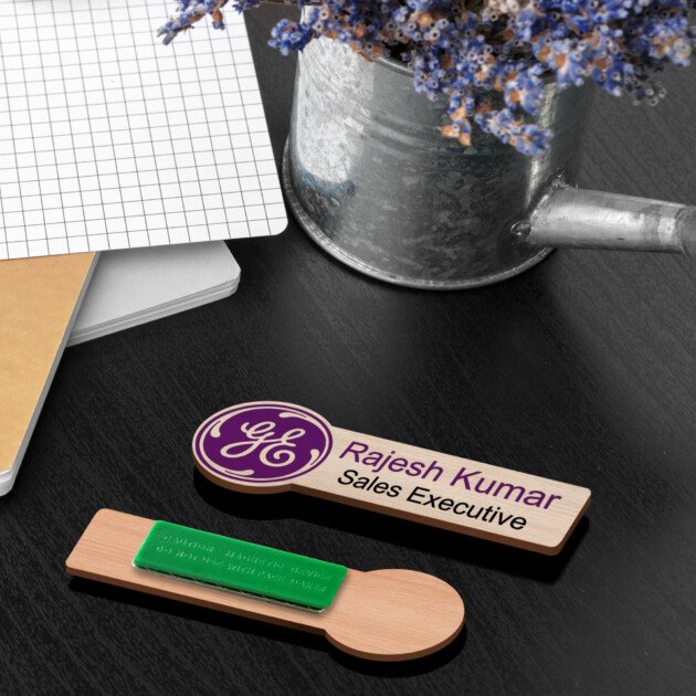 Name Badge Wood UV Printed