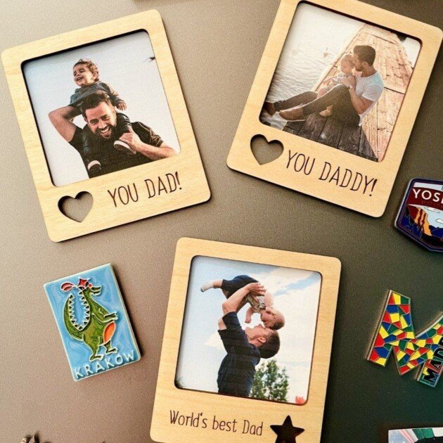 Love You Dad Wooden Picture Frame Fridge Magnet